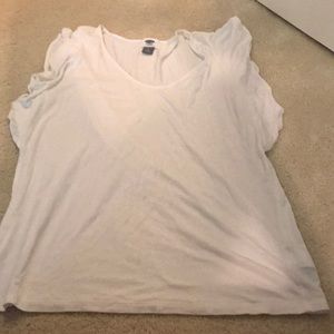 White short sleeve ruffle shirt